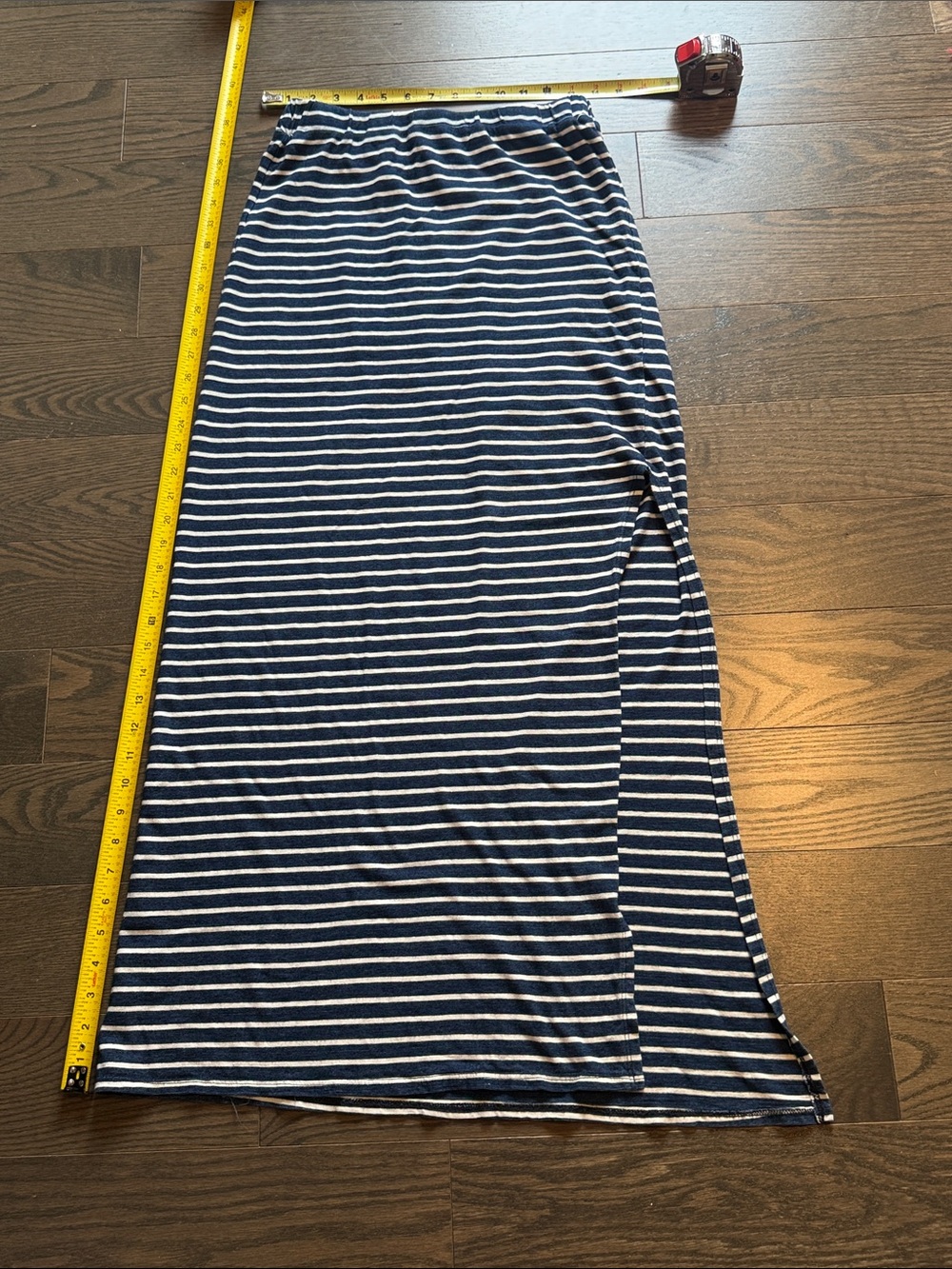 Splendid Striped Navy and White Maxi Skirt With Side Slit